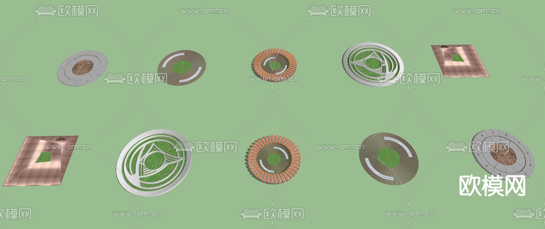 生态树池 树篦子 雨水篦子su模型下载（渲染图2）