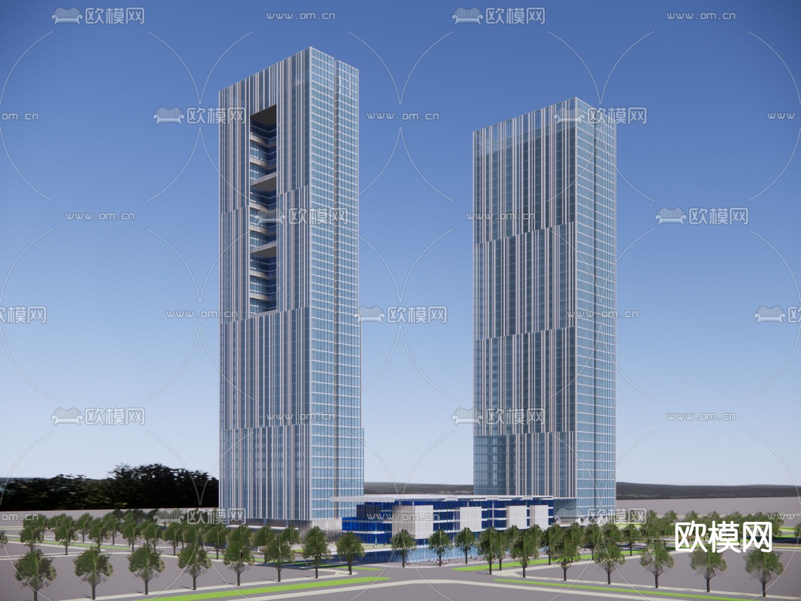 办公建筑 高层办公楼鸟瞰su模型下载（渲染图4）