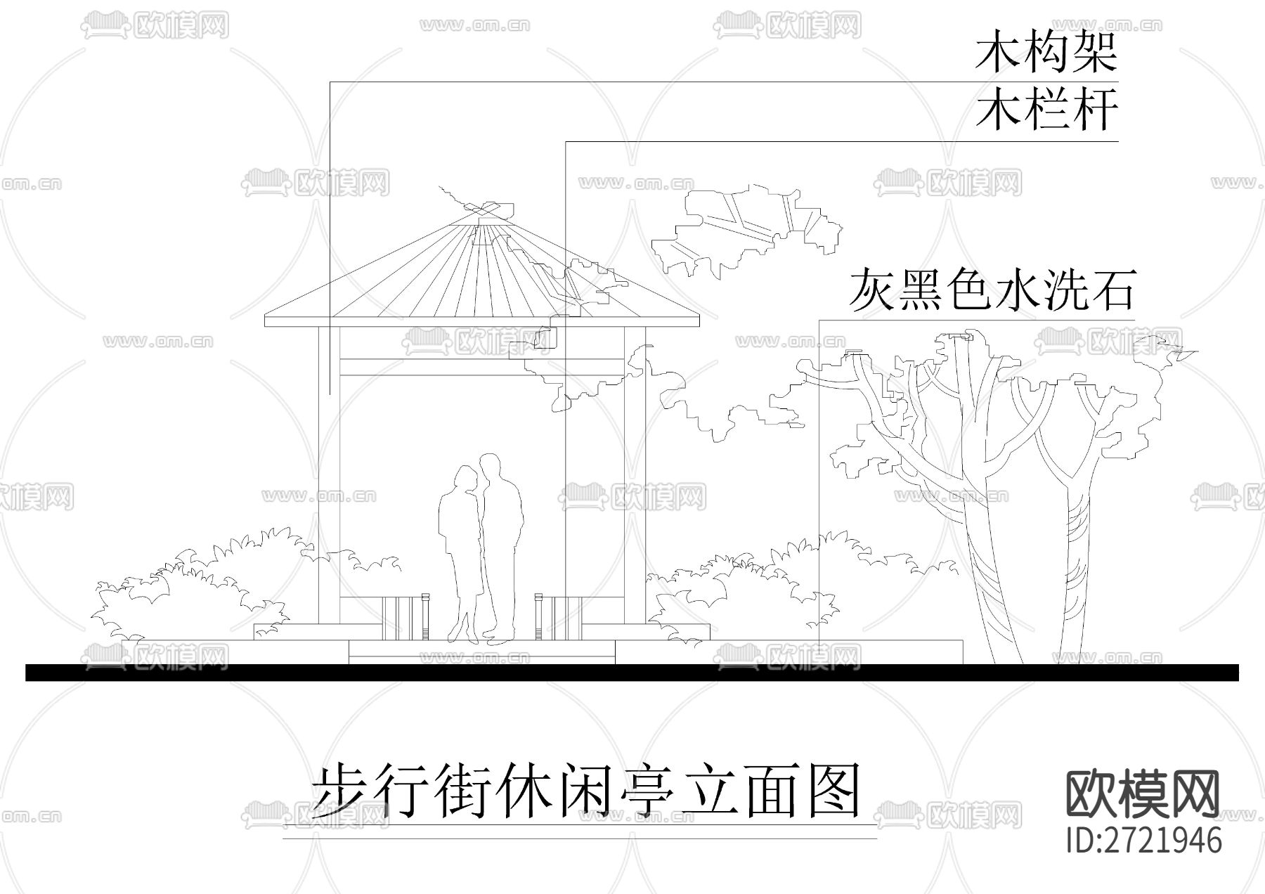 商业步行街CAD施工图下载（渲染图3）
