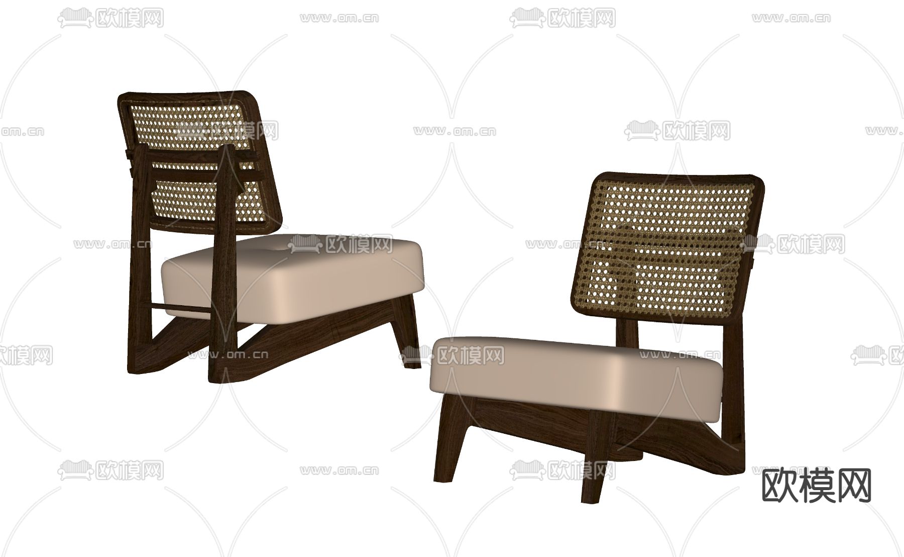 侘寂风休闲椅su模型下载（渲染图2）