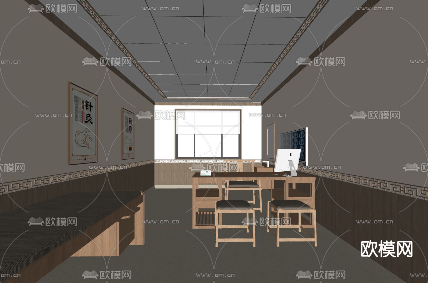 中医科门诊室su模型下载（渲染图2）