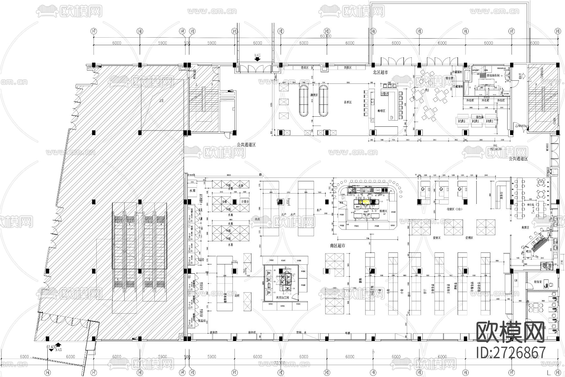 超市cad平面图下载（渲染图2）
