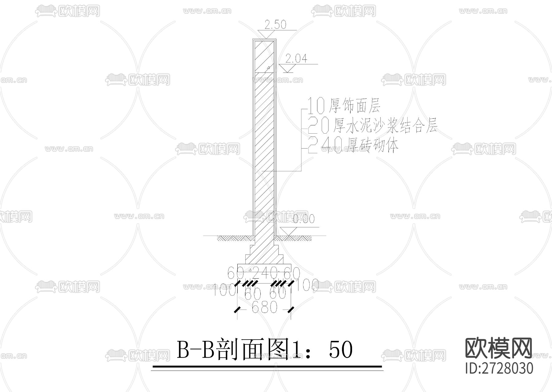 流水墙cad大样图下载（渲染图4）