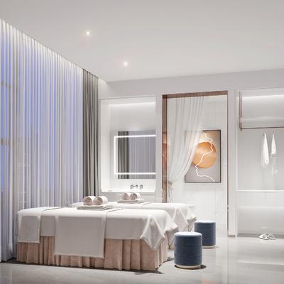  现代美容院 护理房 按摩房su模型 