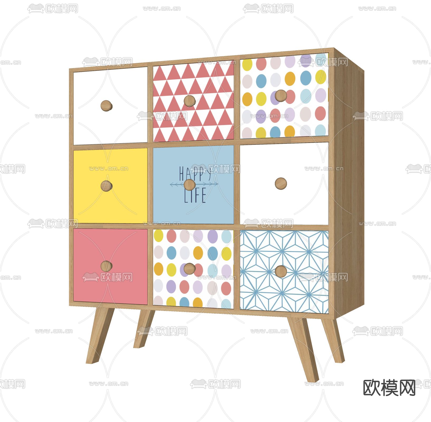 现代儿童边柜 矮柜su模型下载（渲染图2）