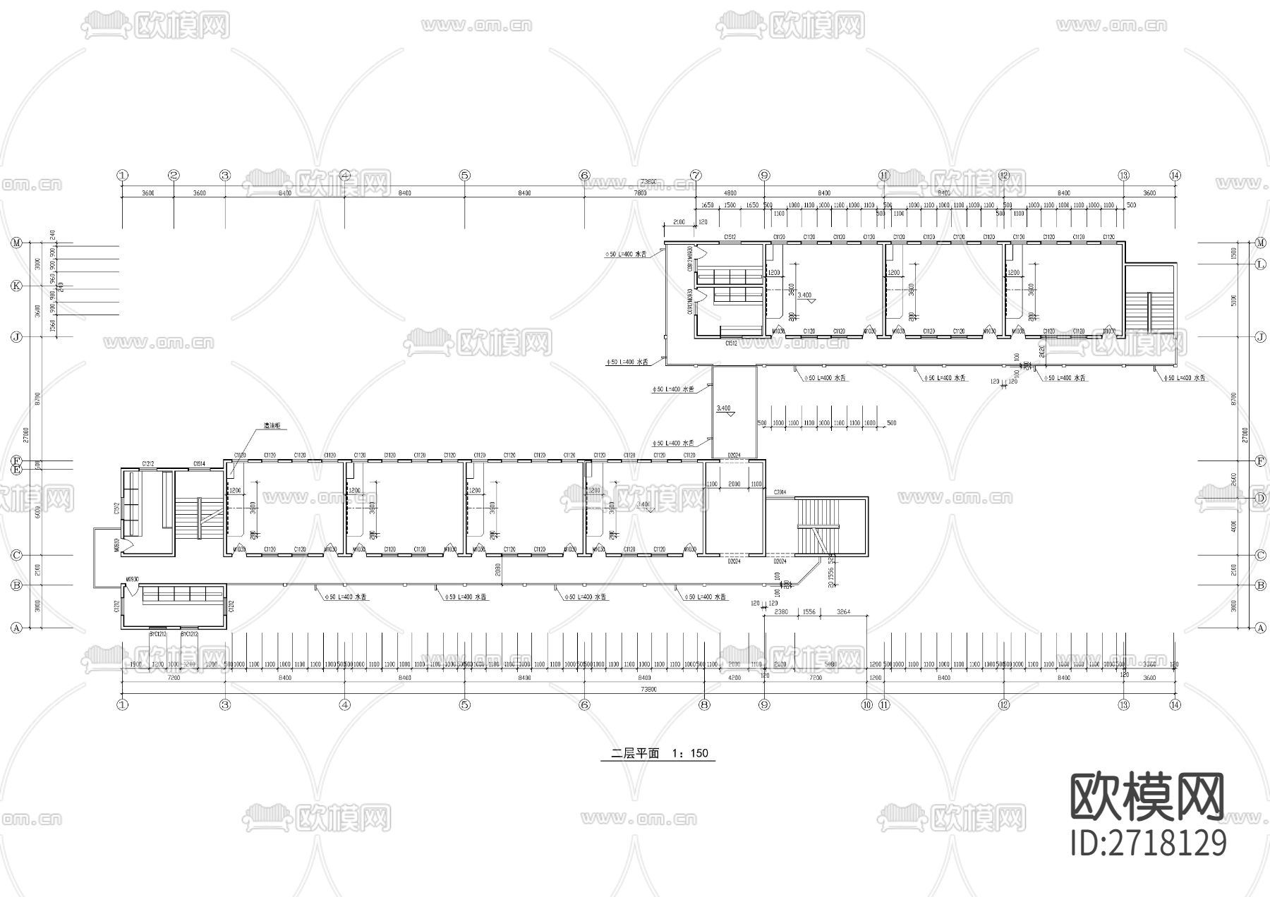 小学总图及教学楼建筑cad施工图下载（渲染图2）