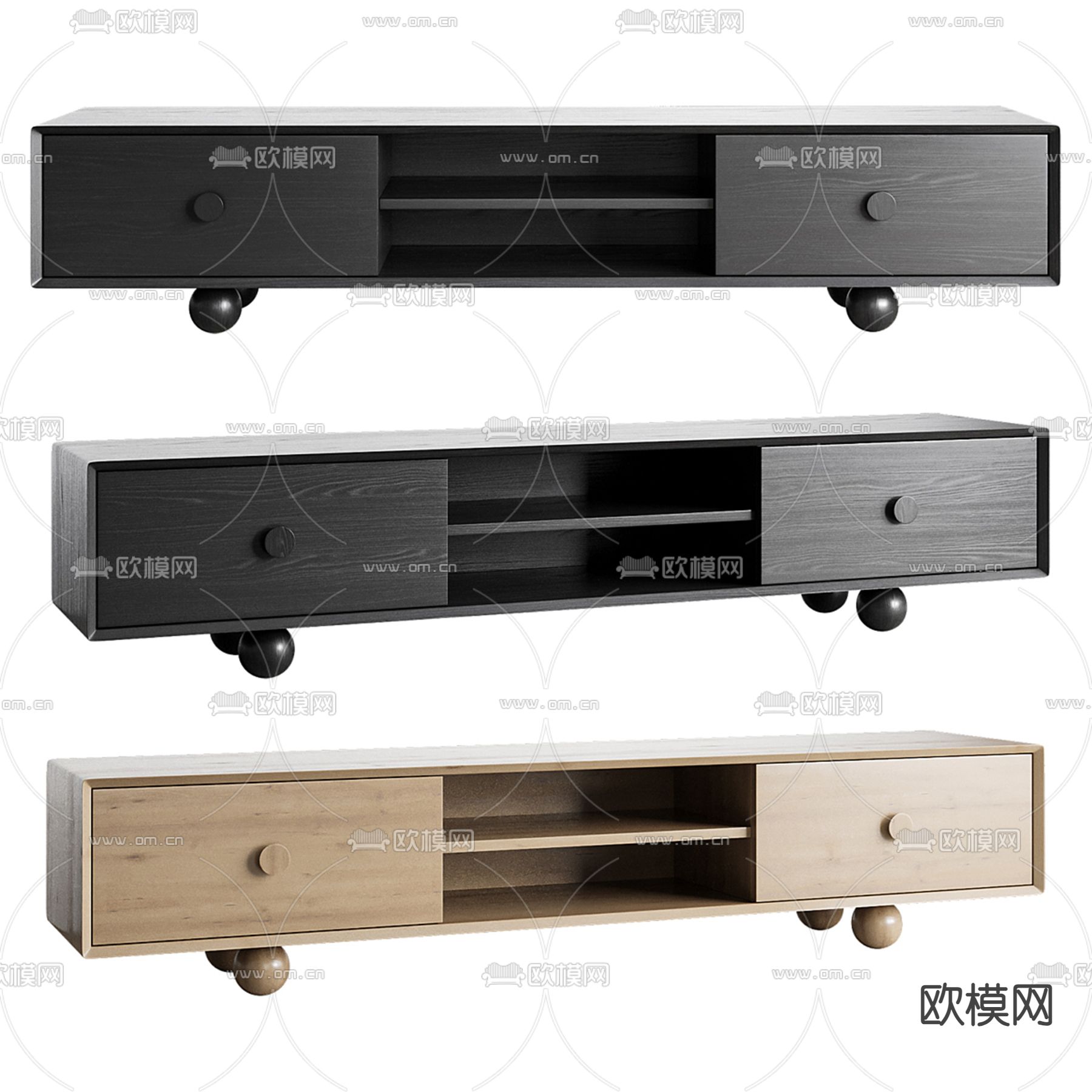 Cabinet 高级灰电视柜3d模型下载（渲染图1）