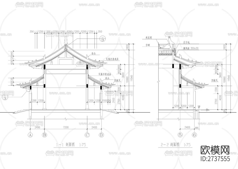 天王殿全套建筑結(jié)cad施工圖下載(渲染圖8)