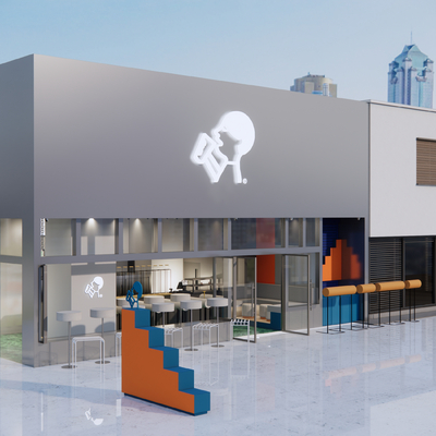  喜茶奶茶店su模型 