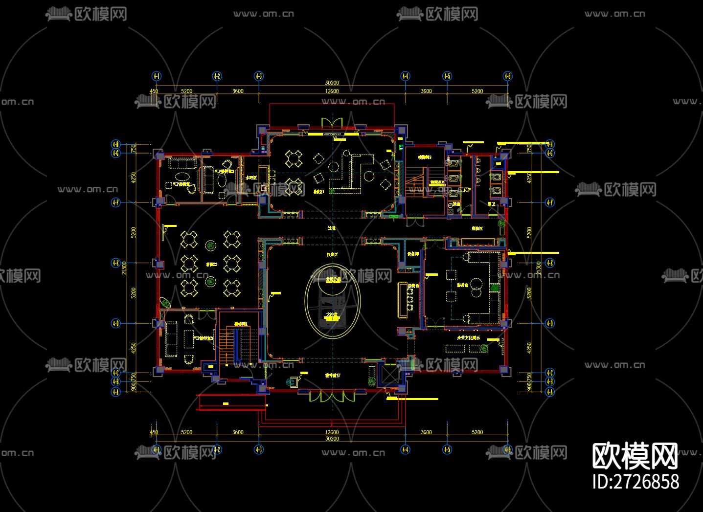 售楼部cad平面图下载（渲染图1）