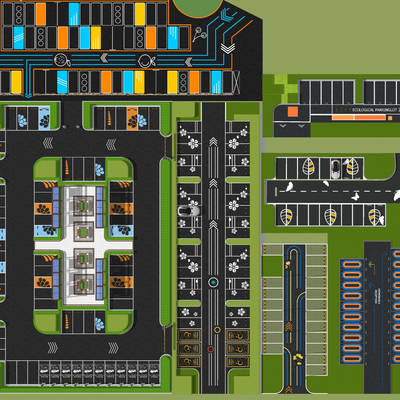  停车场停车位su模型 