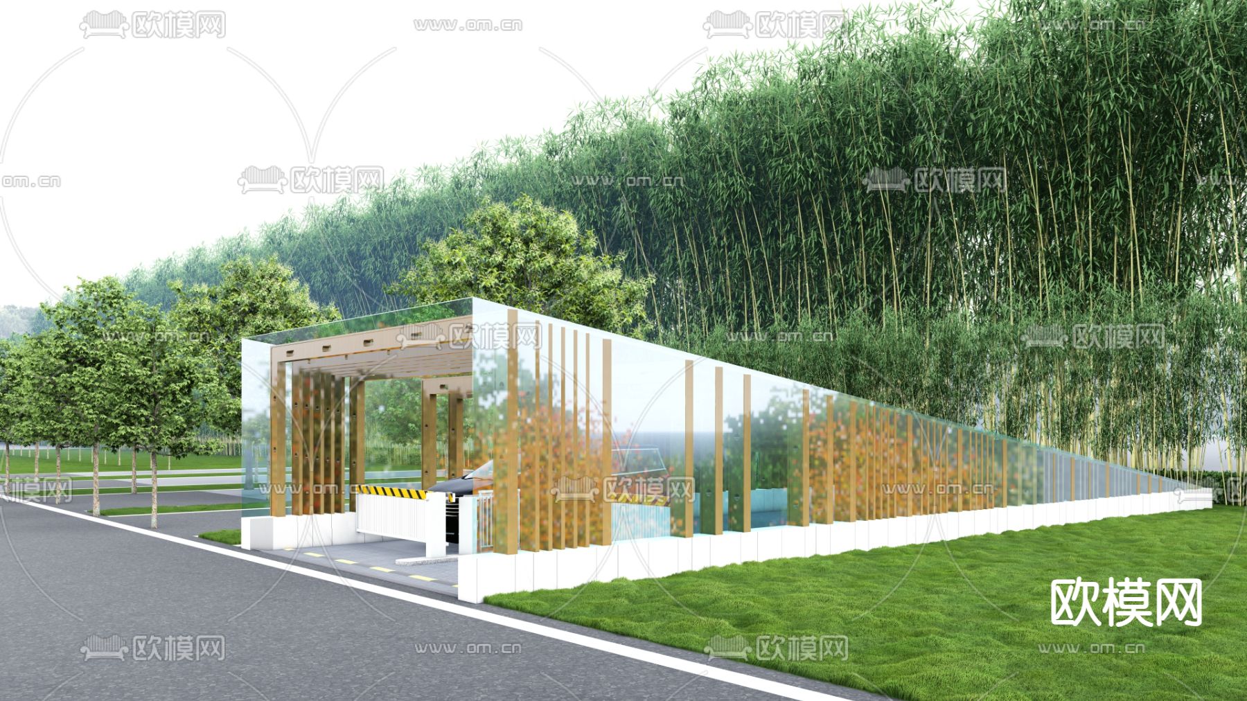 停车场 车库入口 地下车库su模型下载（渲染图1）