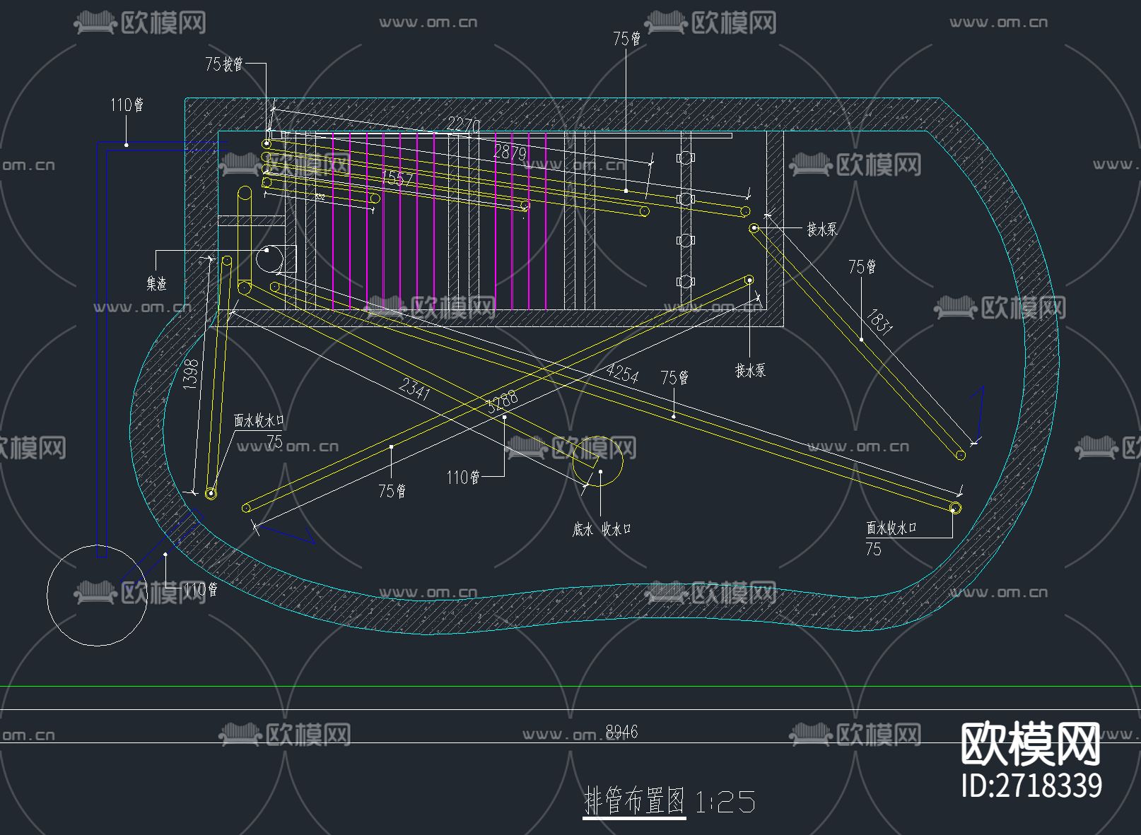 3套鱼池过滤系统cad施工图下载（渲染图5）