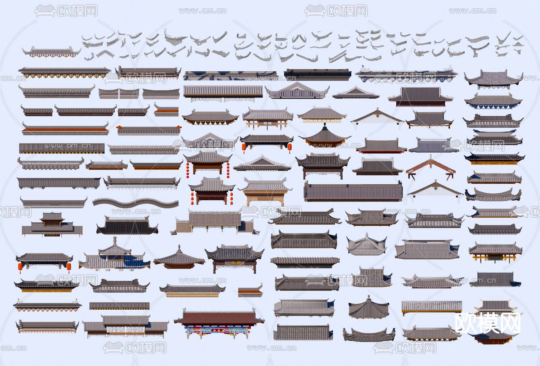 中式屋檐 飞檐 飞脊 檐线su模型