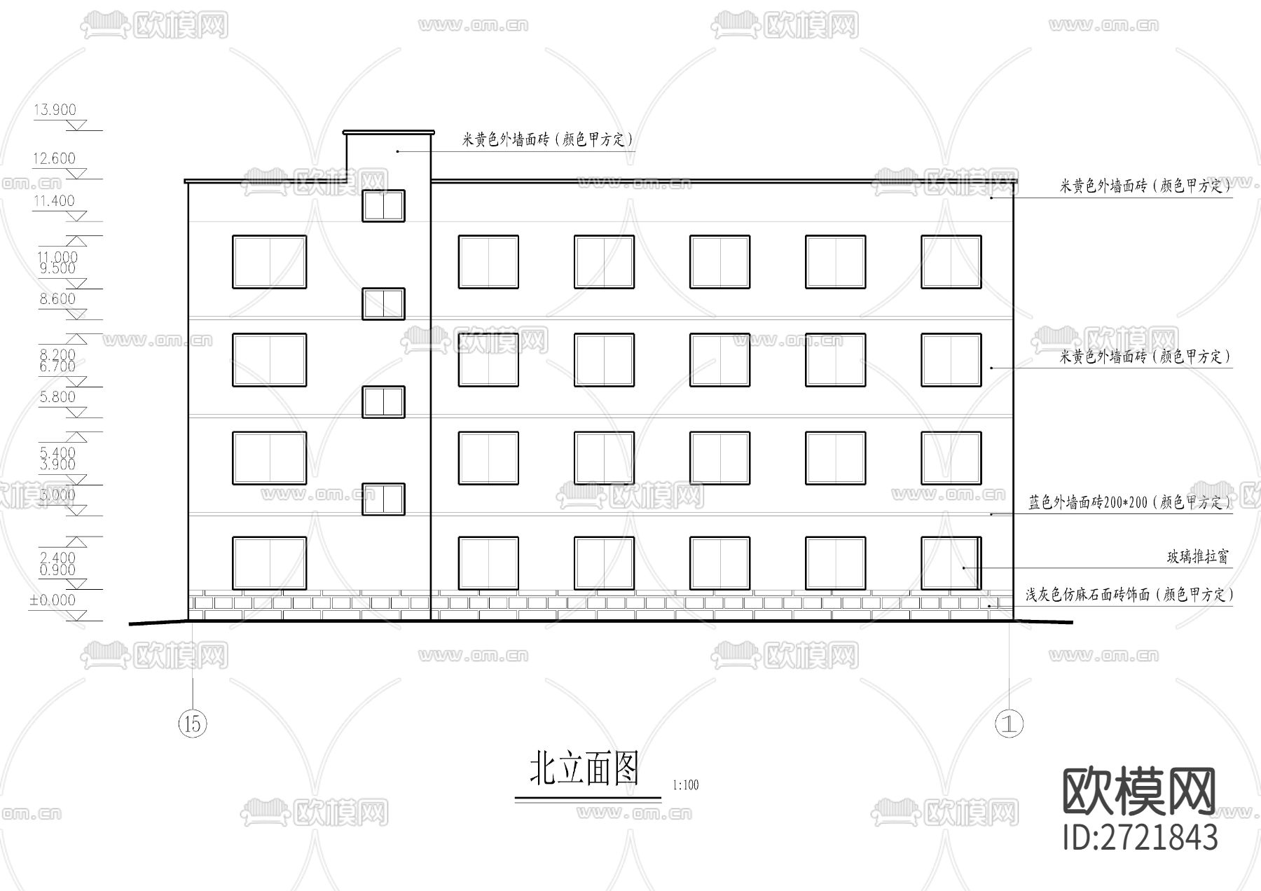 青年单身公寓CAD施工图下载（渲染图4）
