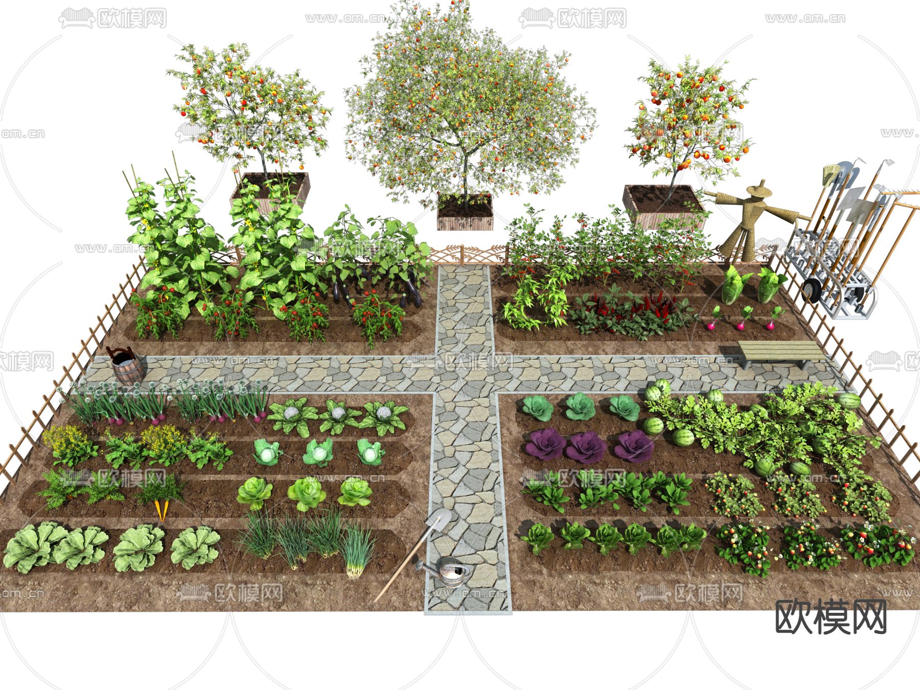 菜园 蔬菜园 农作物3d模型下载