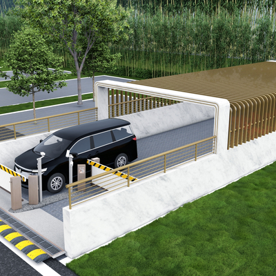  地下停车场 车库入口su模型 