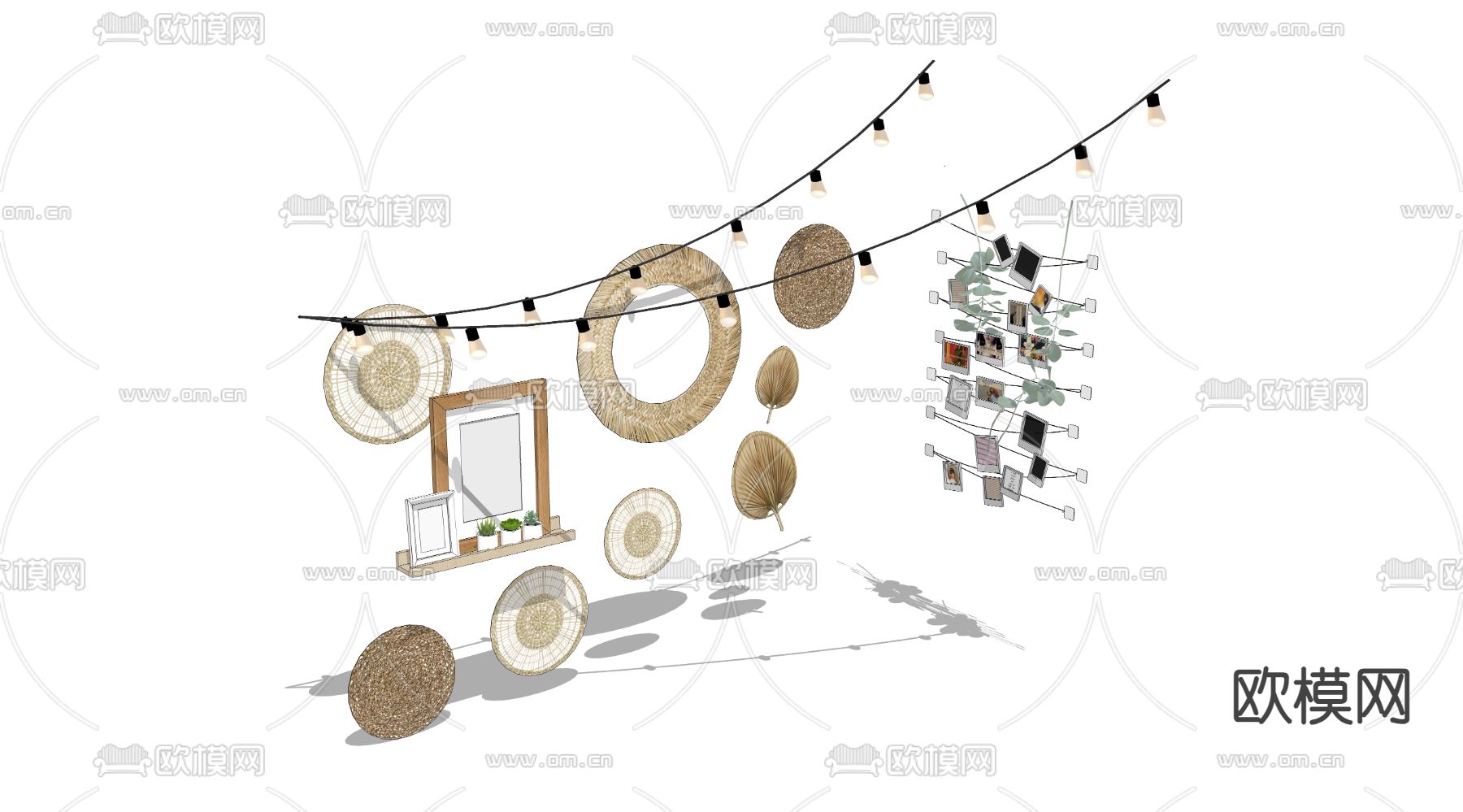 现代簸箕 墙饰挂件su模型下载（渲染图2）