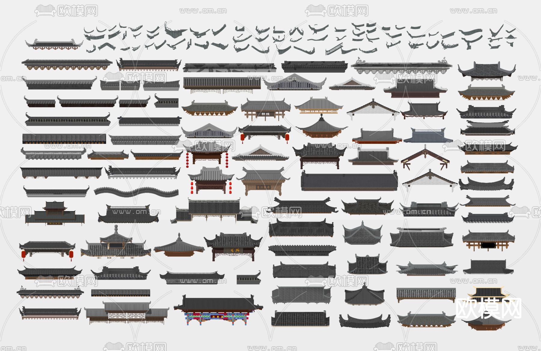 中式屋檐 飞檐 飞脊 檐线su模型