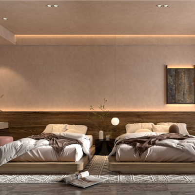  侘寂民宿客房su模型 