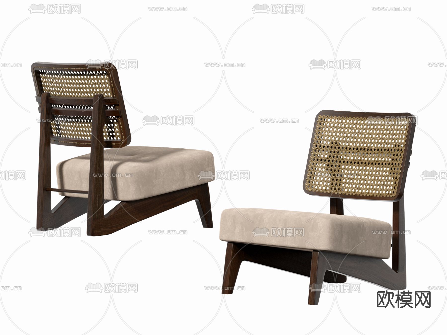 侘寂风休闲椅su模型下载（渲染图1）
