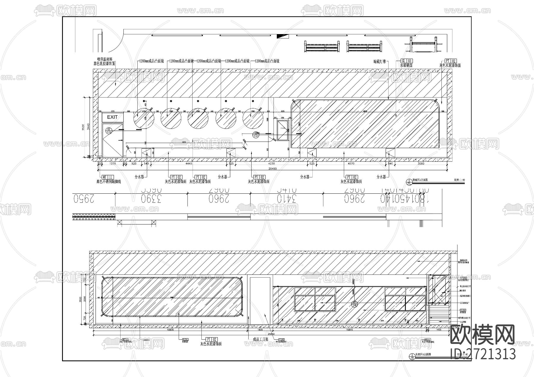 健身房平面图 CAD施工图下载（渲染图7）