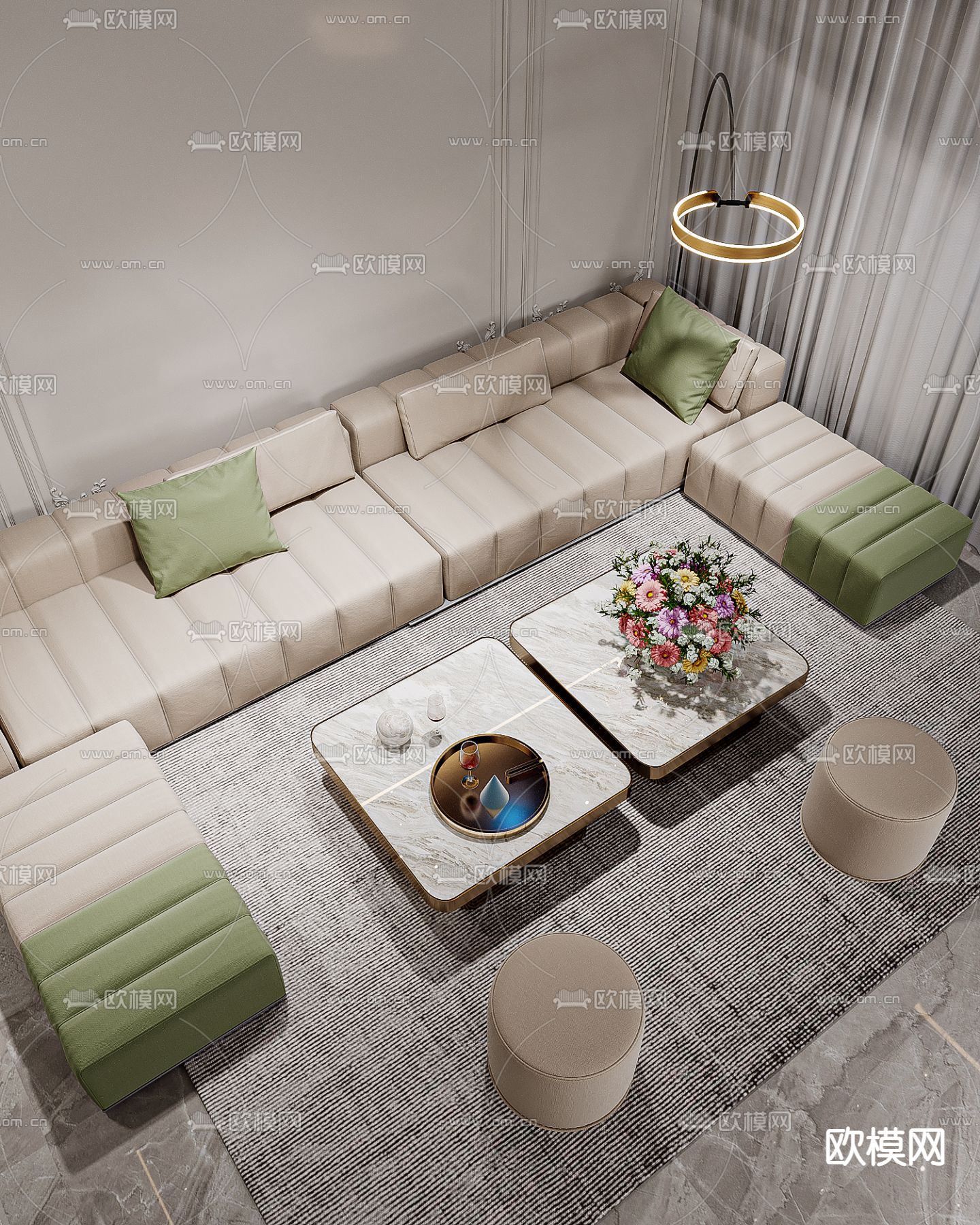 法式影音室 视听室 家庭影院3d模型下载（渲染图3）