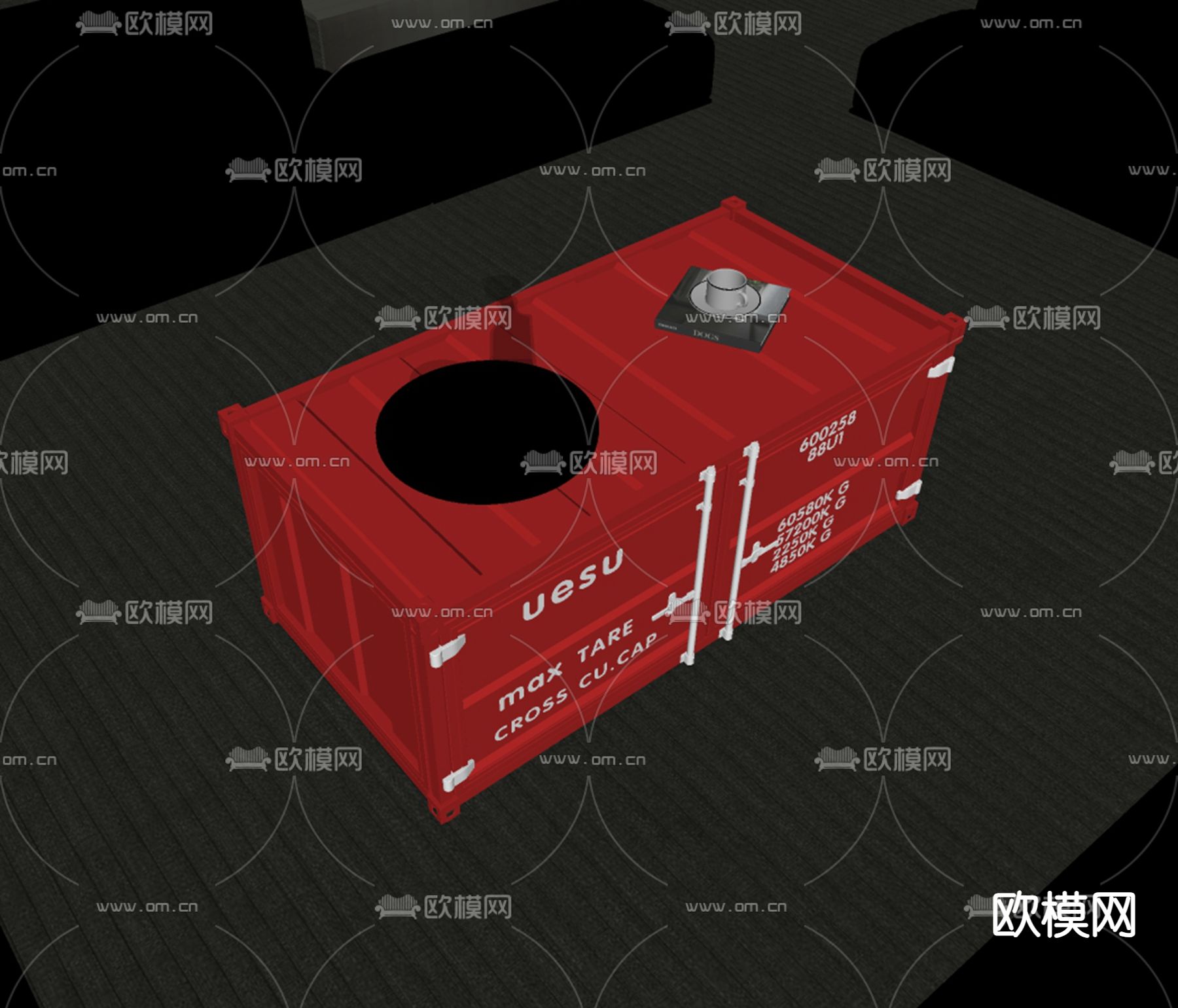 工业风茶几su模型下载（渲染图2）