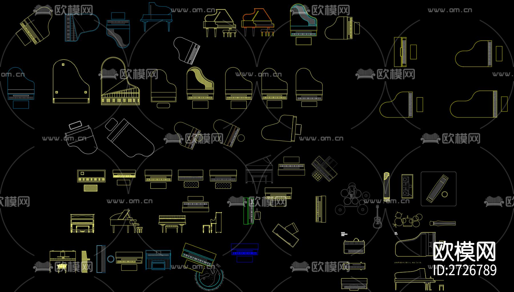 乐器cad图块下载（渲染图1）