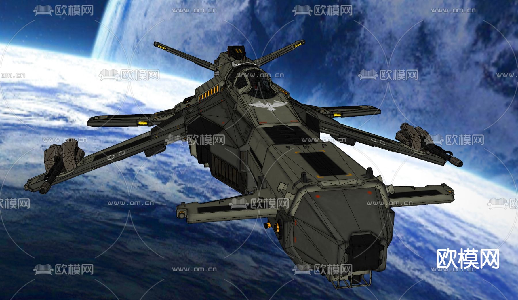 科技感宇宙飞船 玩具su模型下载（渲染图3）