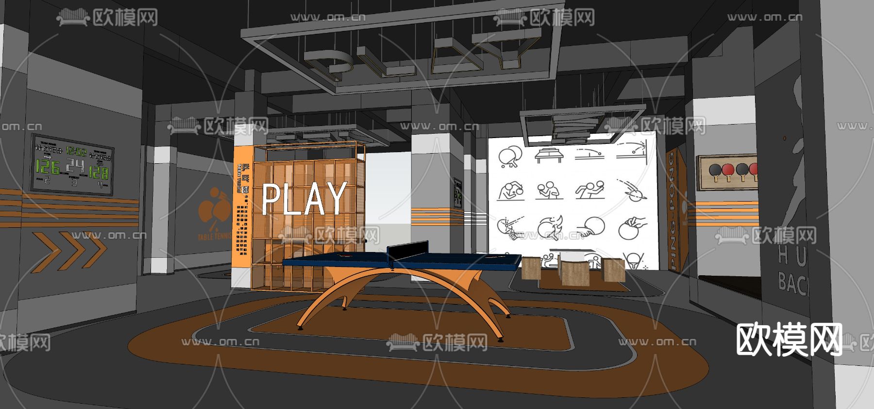 乒乓球馆 训练中心su模型