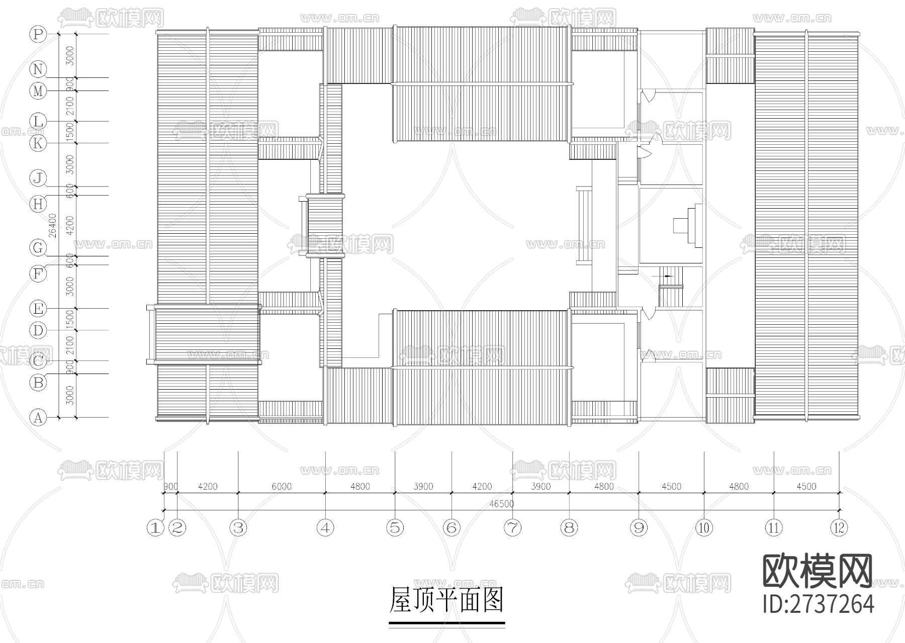 两套四合院cad平面图下载（渲染图6）