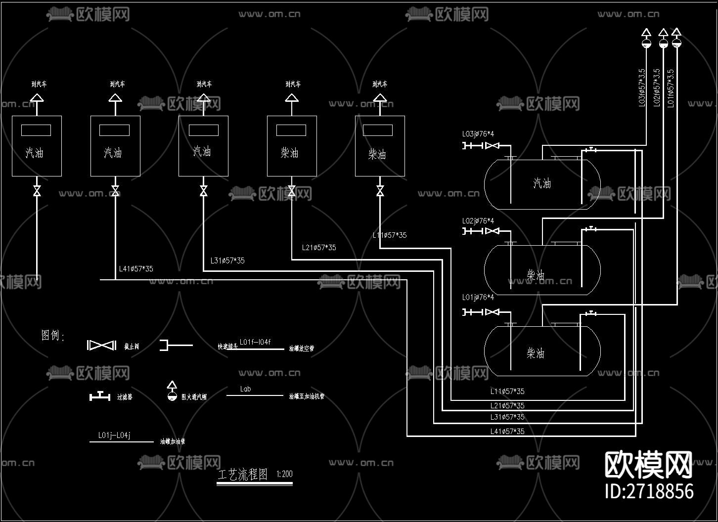 加油站建筑cad施工图下载（渲染图8）