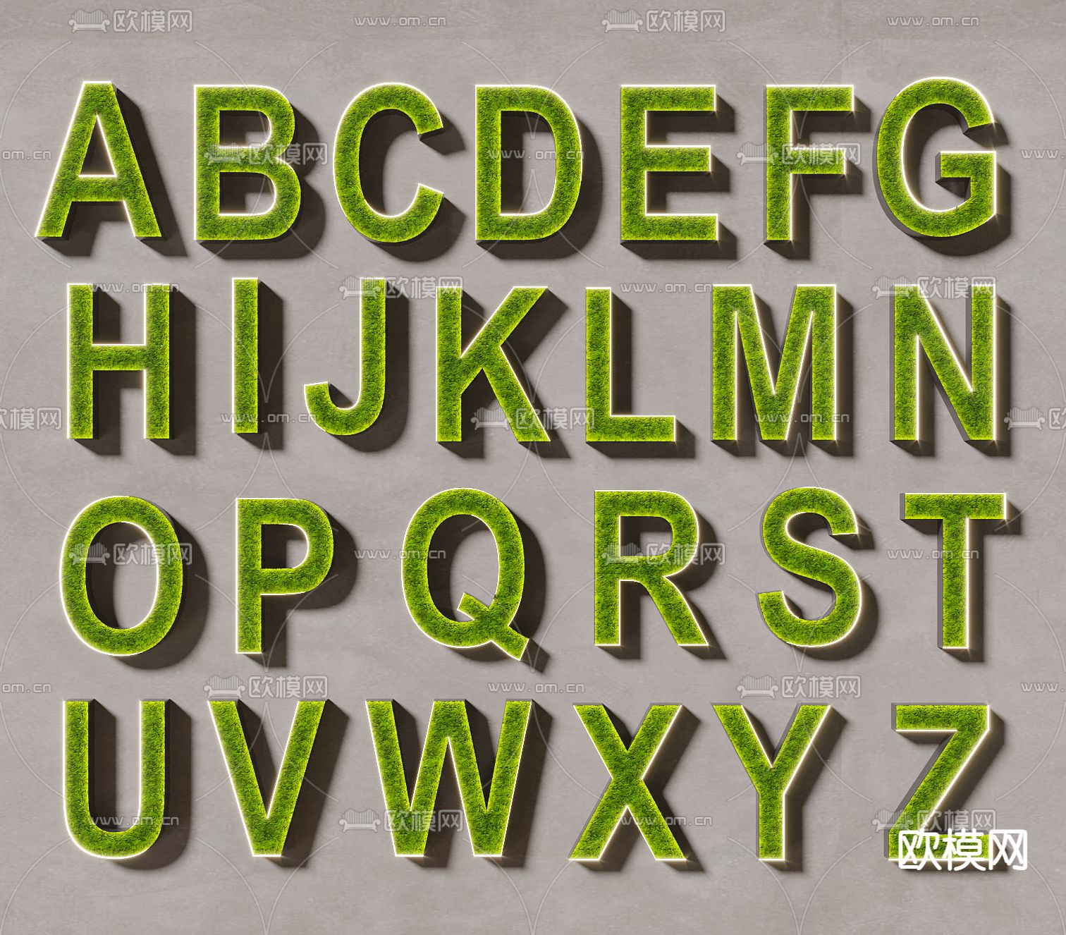 发光墙饰 绿植墙su模型下载（渲染图1）