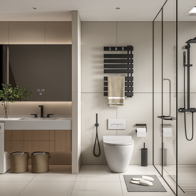 现代卫生间 洗手间 浴室su模型