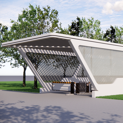  停车场门闸 车库入口su模型 