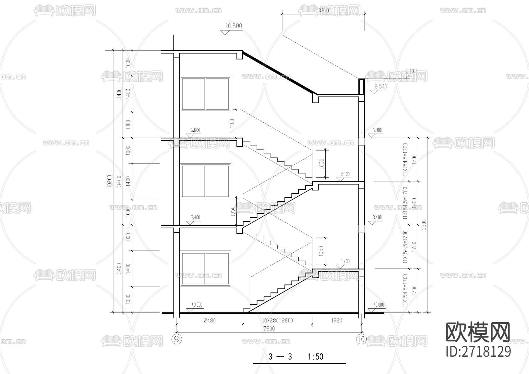 小学总图及教学楼建筑cad施工图下载（渲染图8）