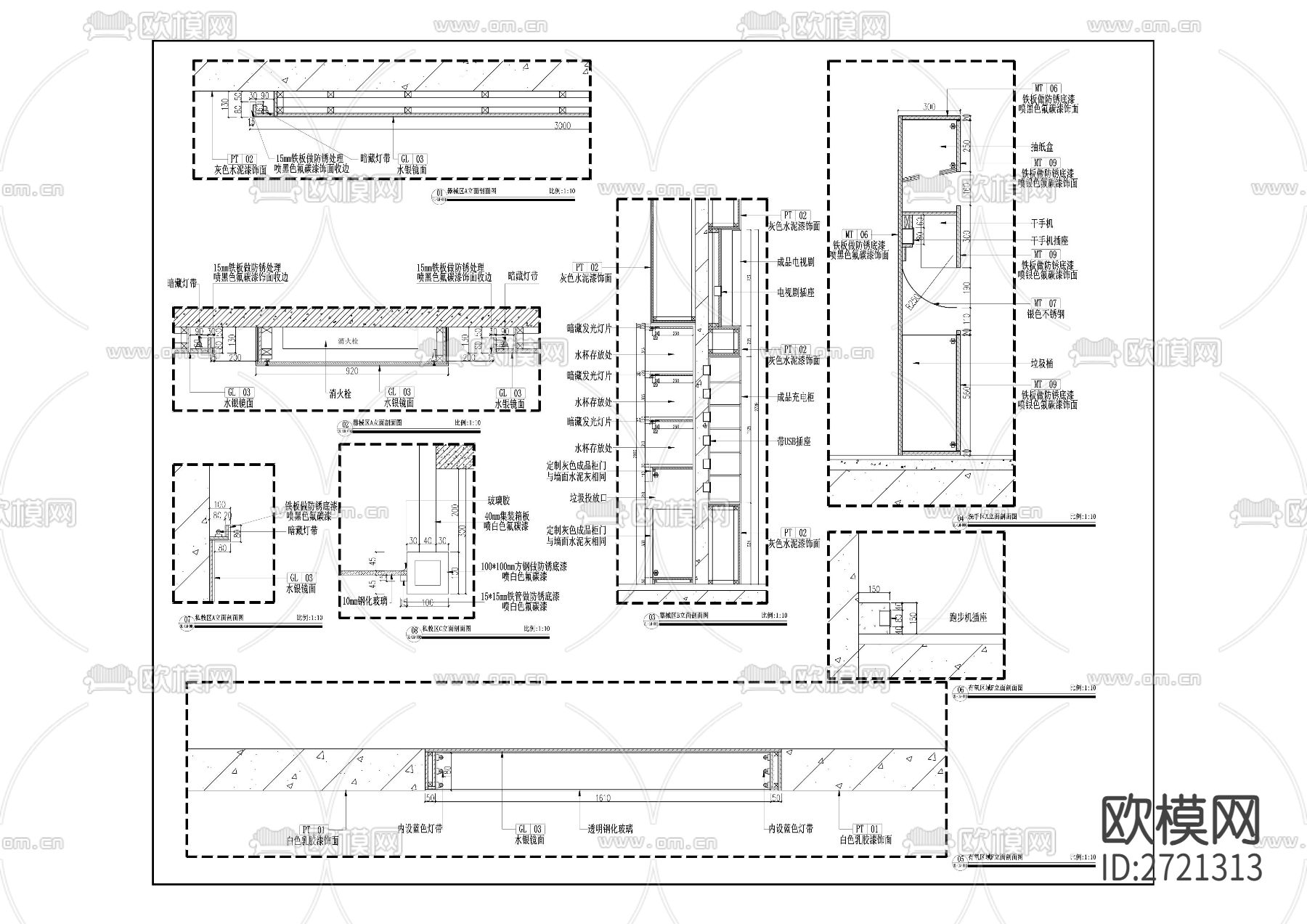 健身房平面图 CAD施工图下载（渲染图2）