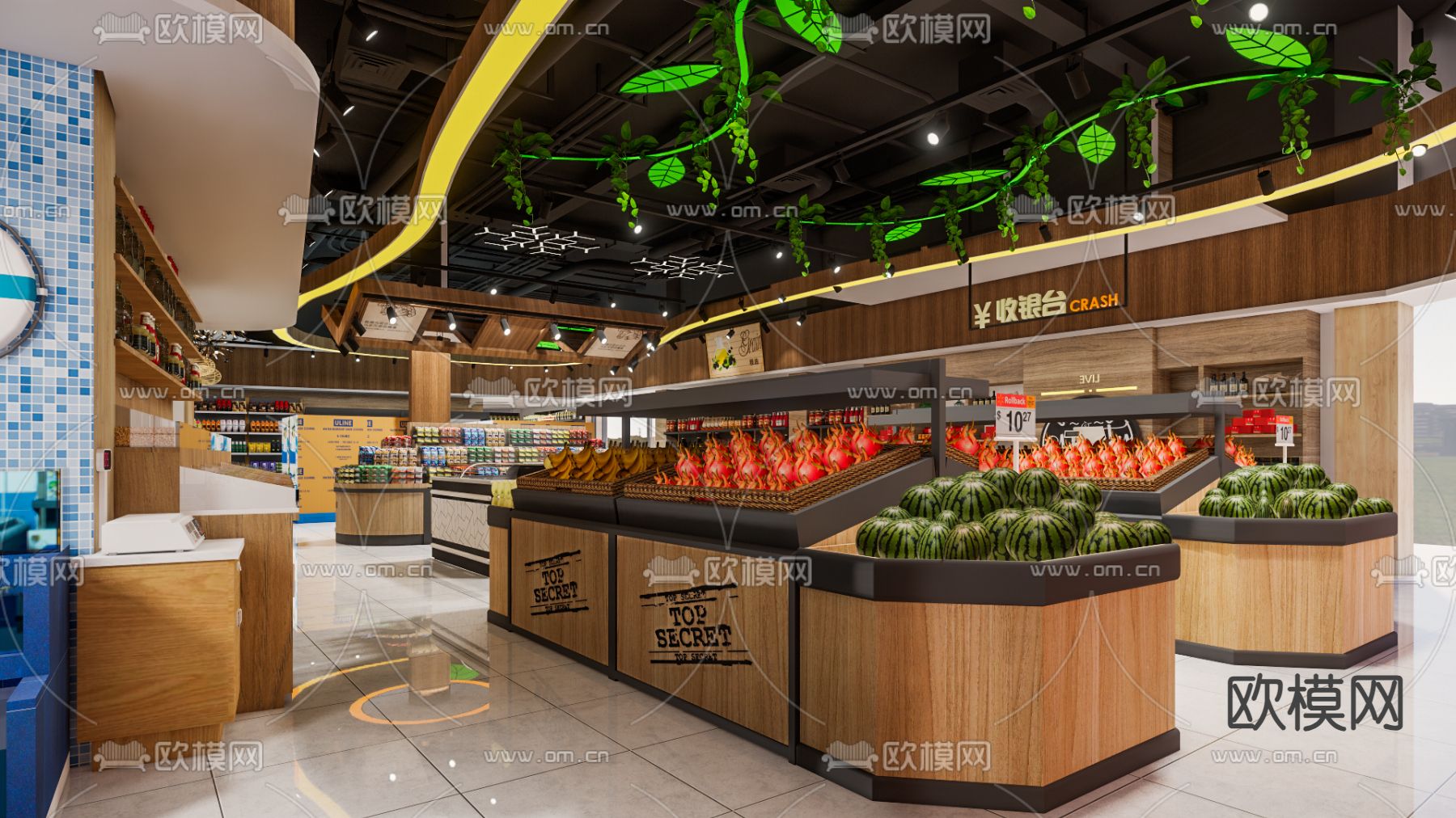 现代超市su模型下载（渲染图2）