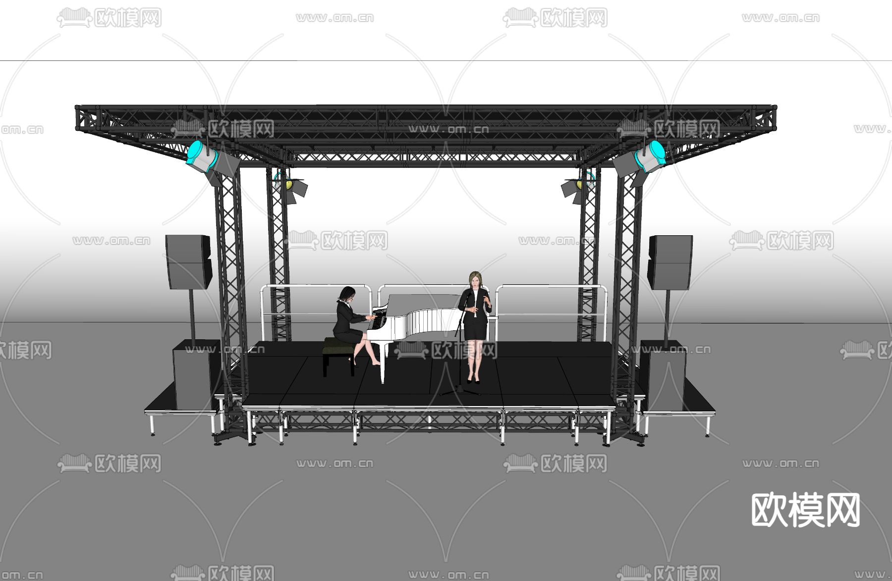 现代音乐舞台su模型下载（渲染图2）
