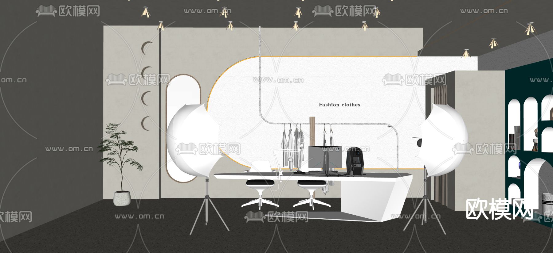 网红直播间su模型下载（渲染图2）