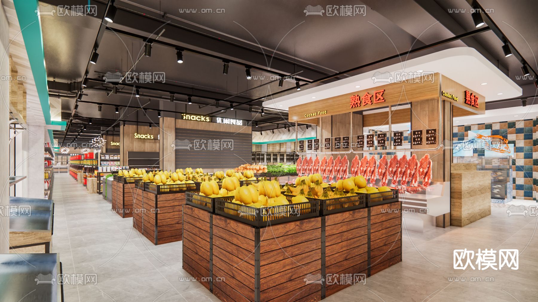 现代商业超市su模型下载（渲染图1）