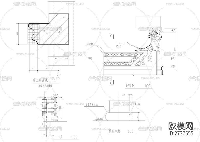 天王殿全套建筑結(jié)cad施工圖下載(渲染圖6)