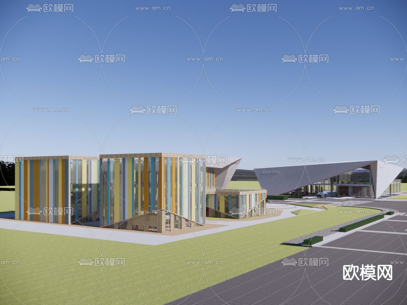 商业街su模型下载（渲染图4）