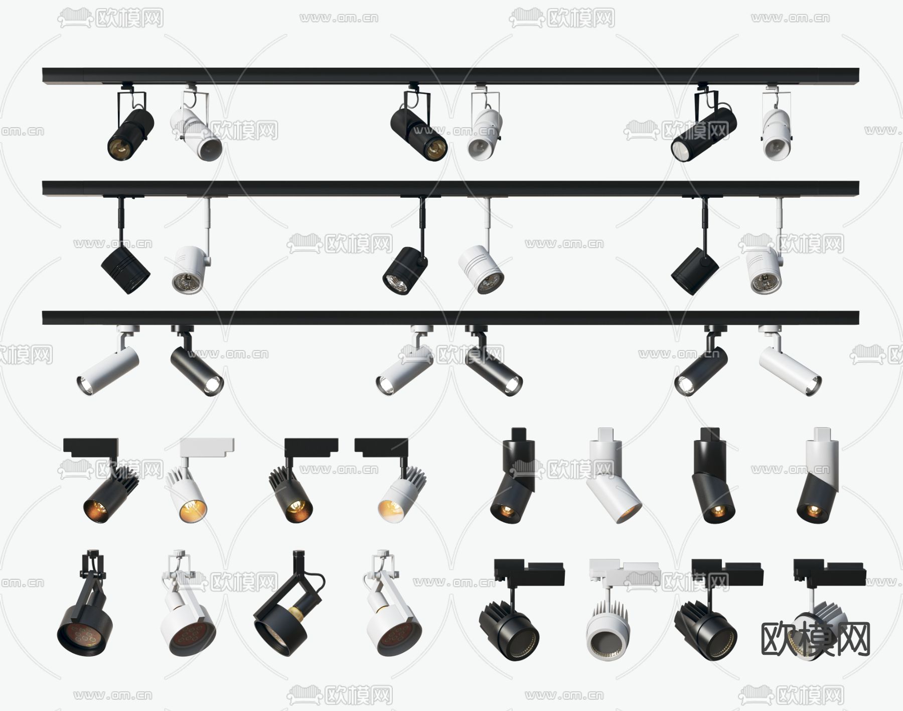 筒灯 射灯 轨道灯3d模型下载