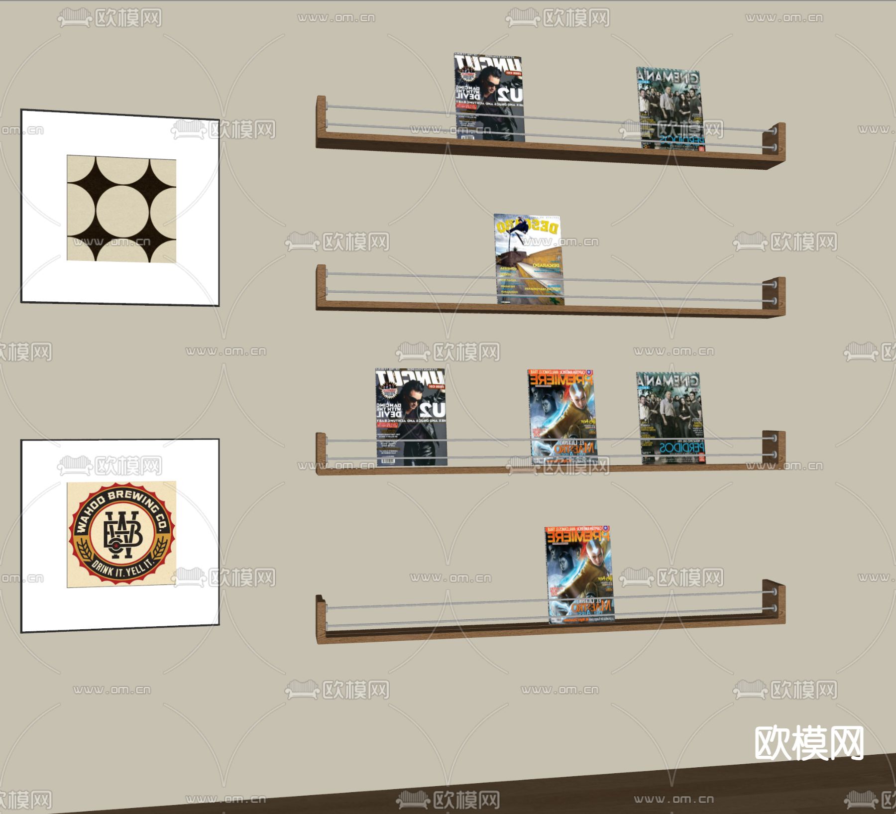 现代书架su模型下载（渲染图2）