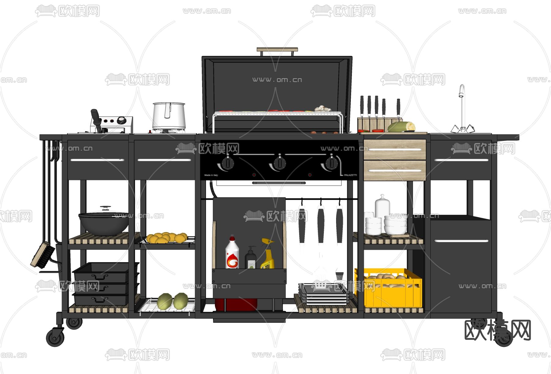 户外烧烤架su模型下载（渲染图2）