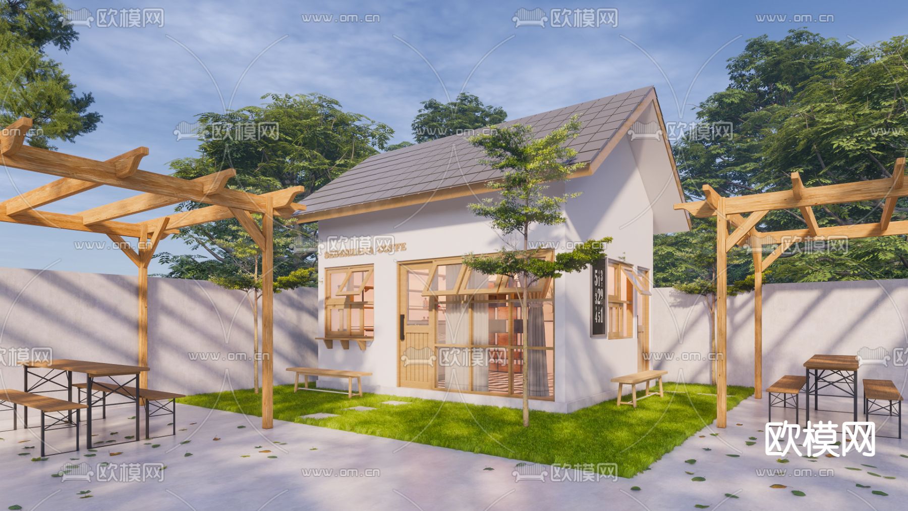 北欧咖啡厅su模型下载（渲染图1）