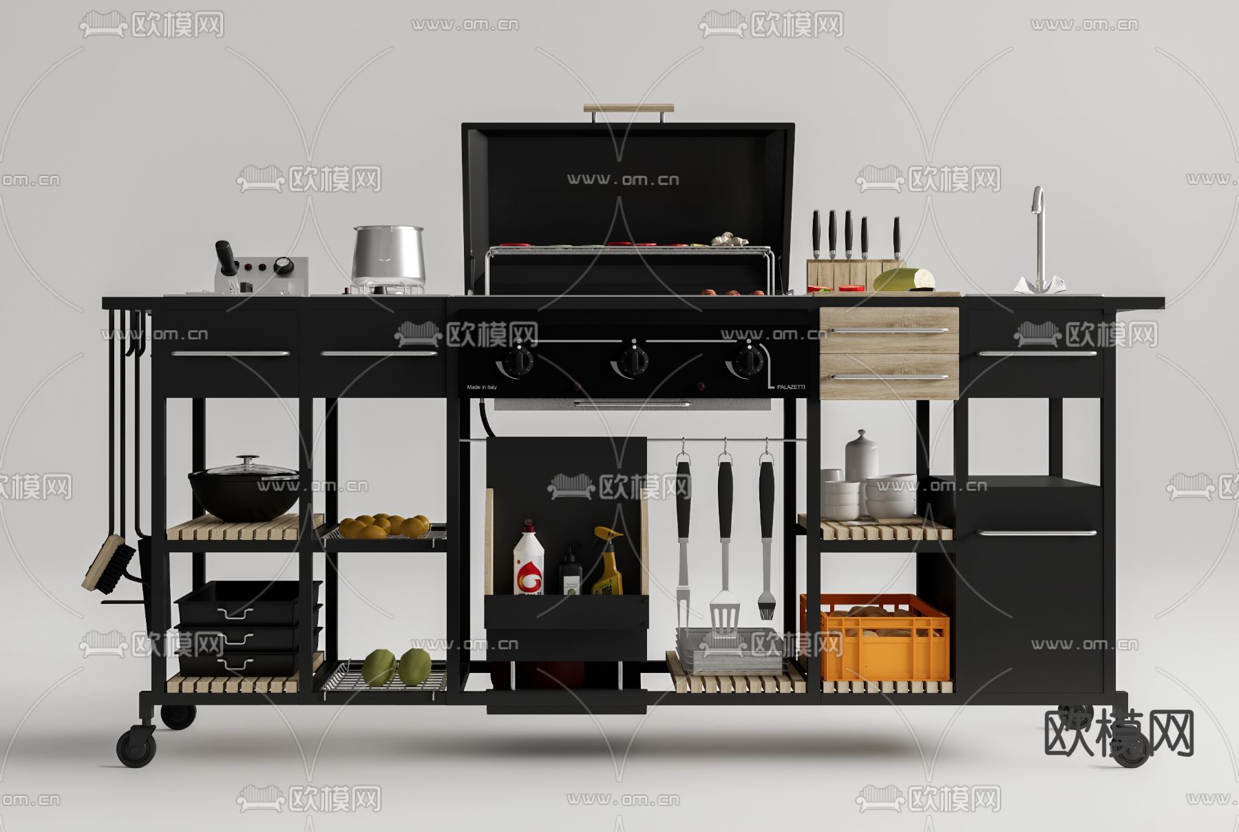 户外烧烤架su模型下载（渲染图1）