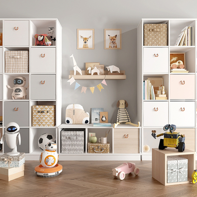  儿童收纳柜 玩具柜su模型 